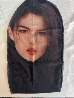 Black Mesh Face Print Head Hood mask
